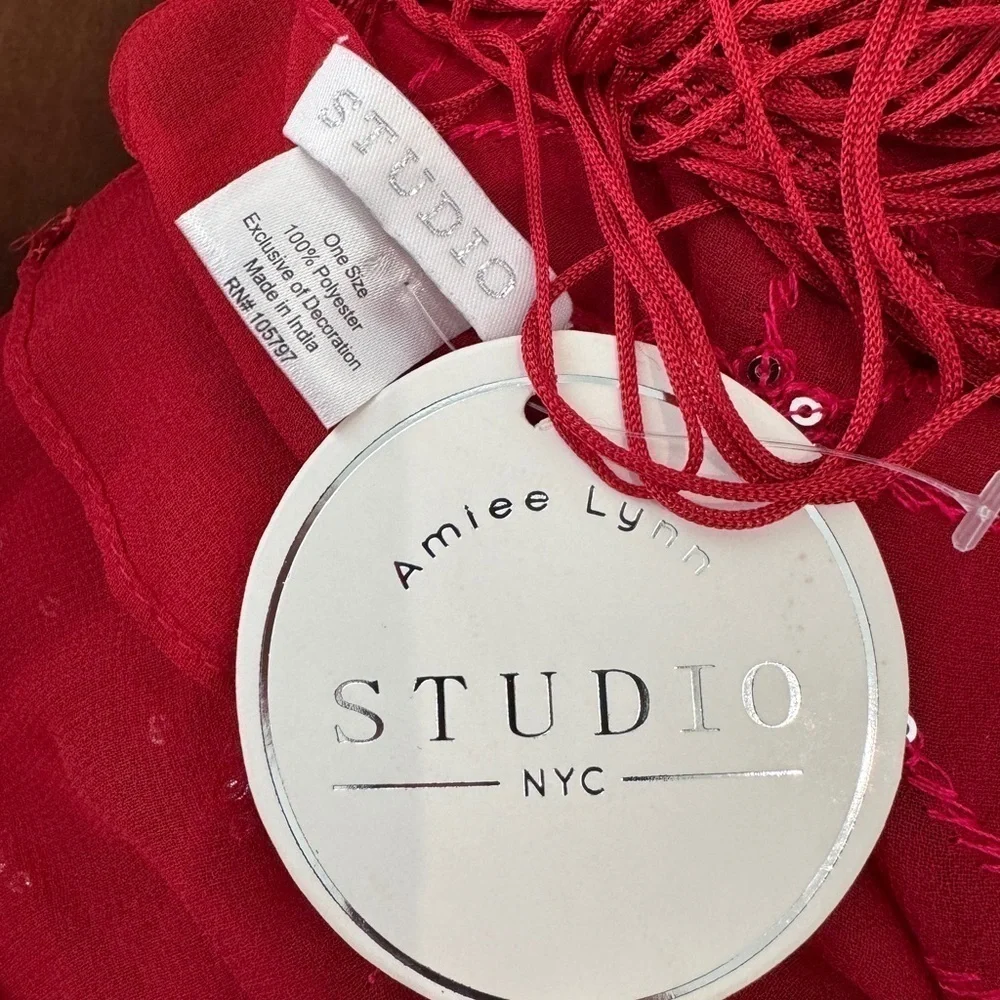 Studio NYC Amiee Lynne Red Beaded Scarf 70